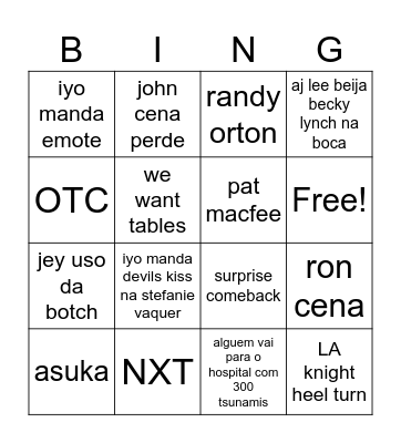 WRESTLEPALOOZA Bingo Card