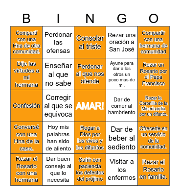 BINGO DE LA MISERICORDIA Bingo Card
