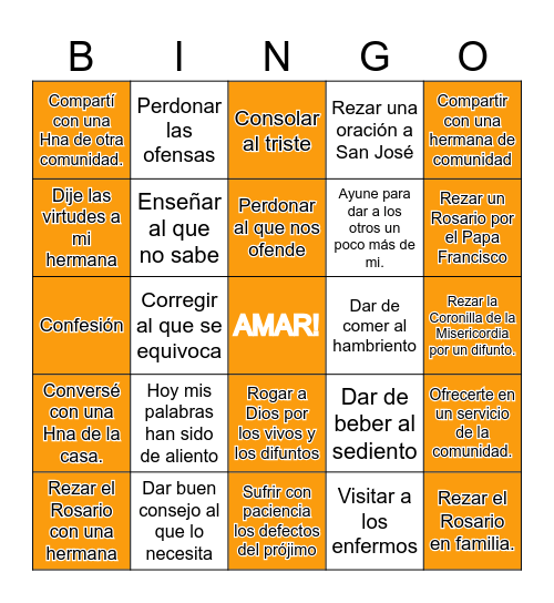 BINGO DE LA MISERICORDIA Bingo Card