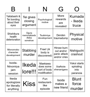 Tetro Blue Chapter 2 Bingo Card