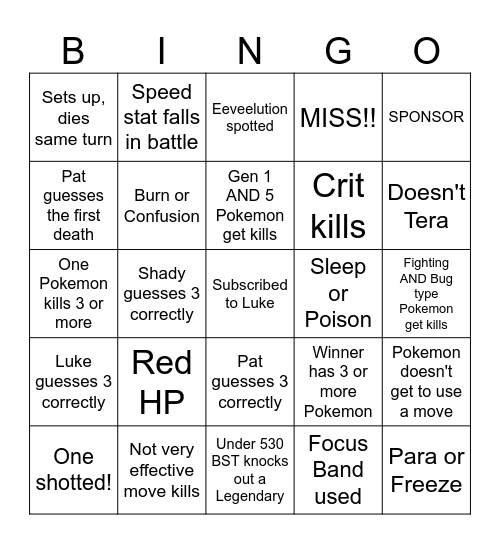 Then we fight bingo Luke Bad Drawings Bingo Card