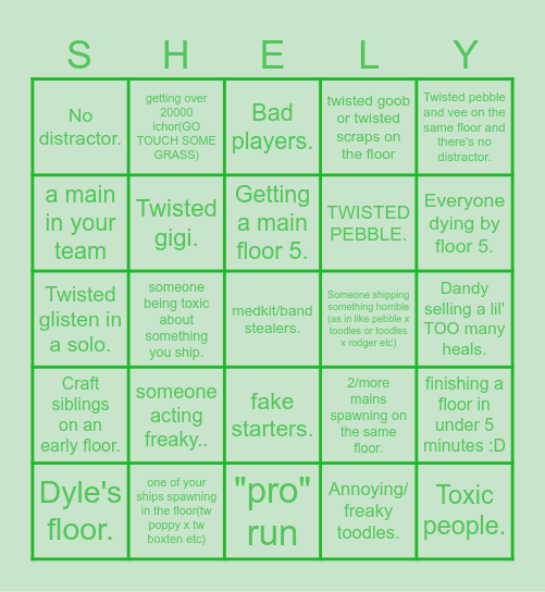 Dandy's world but it's annoying and bad. Bingo Card