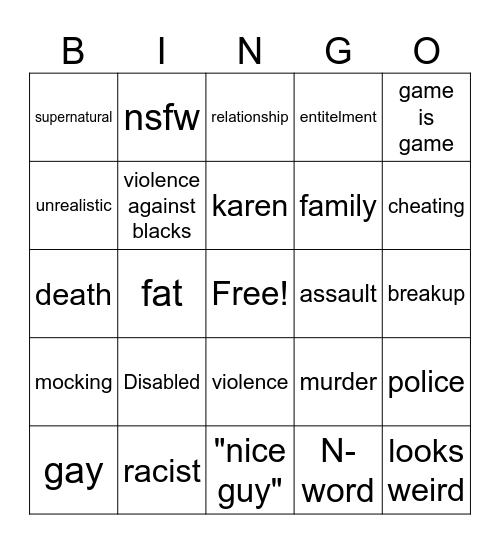 Tt Bingo Card
