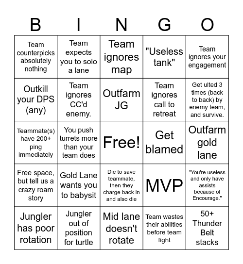 Salty Roam Bingo Card