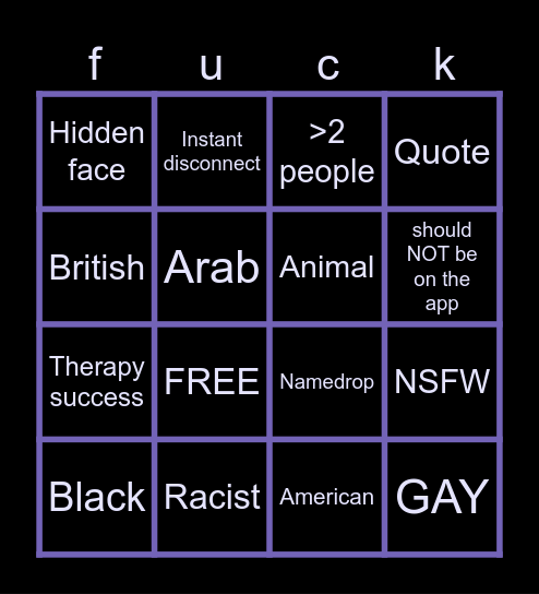 CHAT ROULETTE Bingo Card