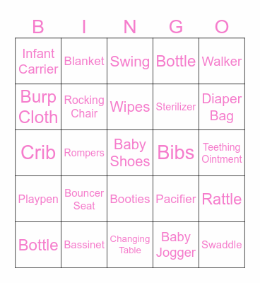 Athina’s Baby Shower Bingo Card