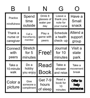 Melliu / Self care Bingo Card