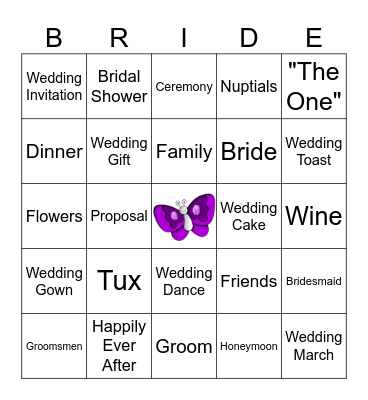Jenna & Jordan's Wedding Bingo Card