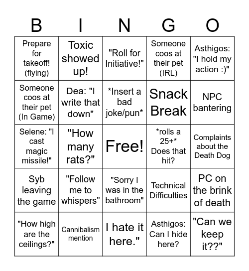 Odyssey of the Dragonlords Bingo Card
