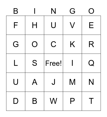 Seen Letters Bingo Card