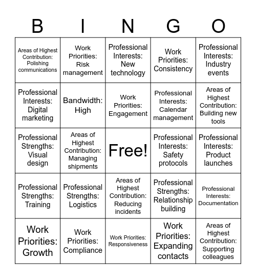 Comparative Advantage BINGO! Bingo Card