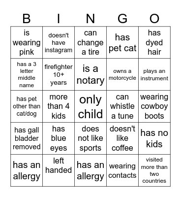 <<Go Find Them>> Bingo Card