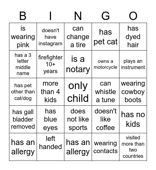 <<Go Find Them>> Bingo Card