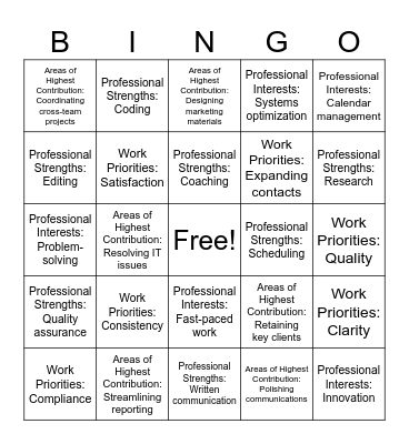 Comparative Advantage BINGO! Bingo Card