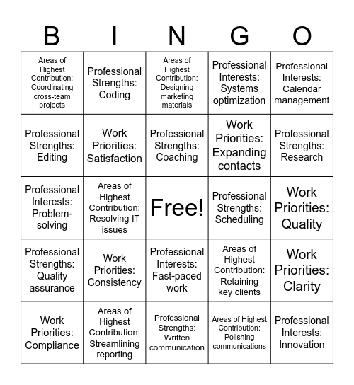 Comparative Advantage BINGO! Bingo Card