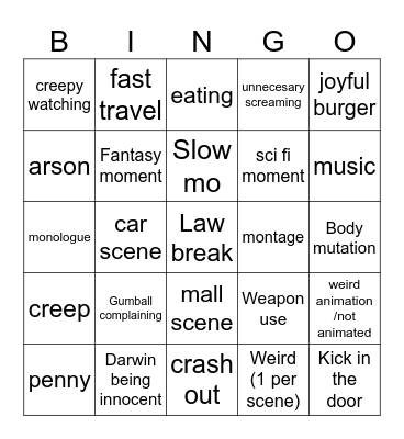 amazing gumball bingo Card