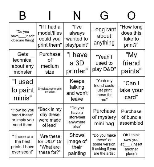 Free Boba Booth Babe BINGO Card