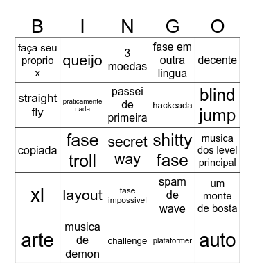 geometry dash Bingo Card