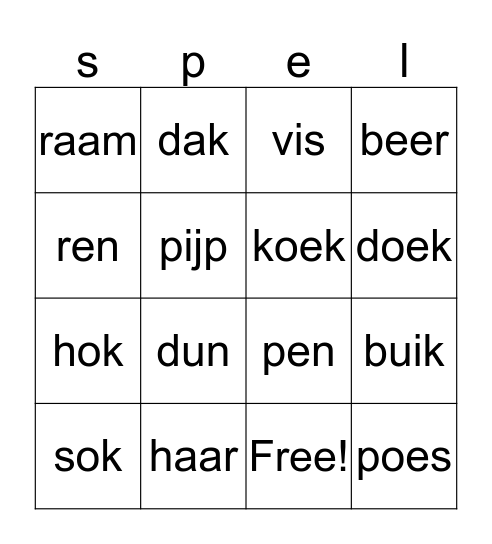 Veilig leren lezen Bingo Card