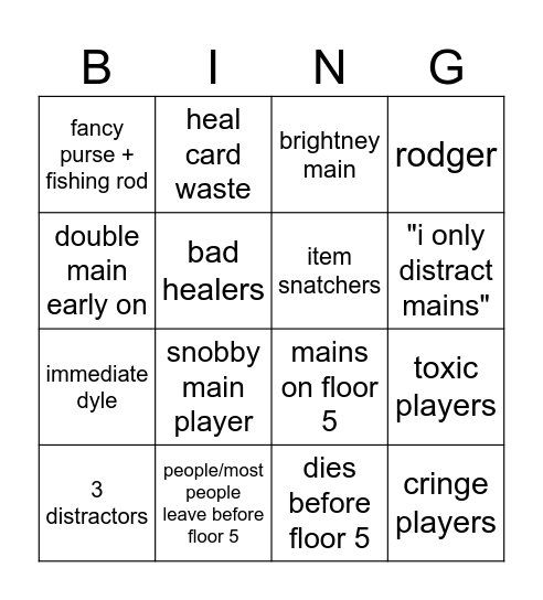 Dandys world public run bingo Card