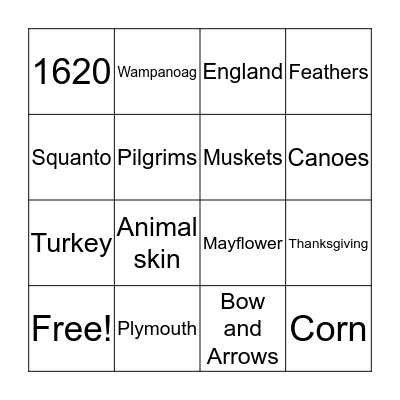 Thanksgiving Bingo Card