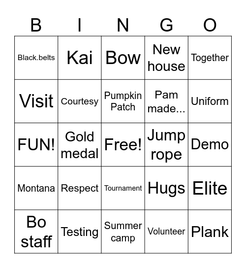 TKD Memories Bingo Card
