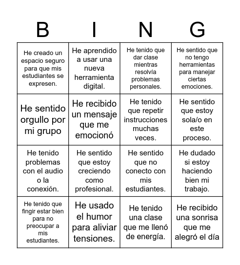 🗘De clics a vínculos💗 Bingo Card