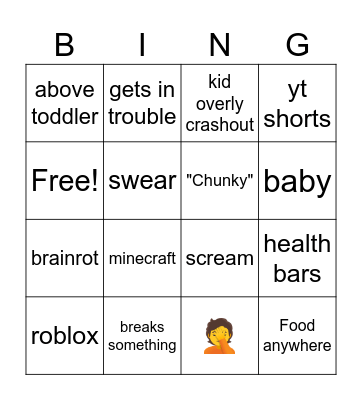 ipad kids Bingo Card
