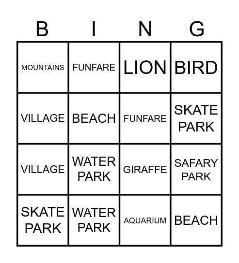 BINGO Card