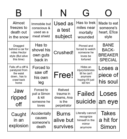 GAZ TORMENT BINGO Card