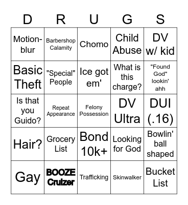 Recently Boooked Gameshow Bingo Card
