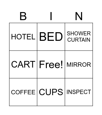 HOTEL Bingo Card