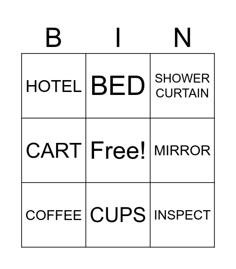 HOTEL Bingo Card