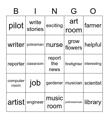 My future job Bingo Card
