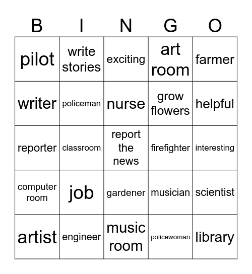 My future job Bingo Card