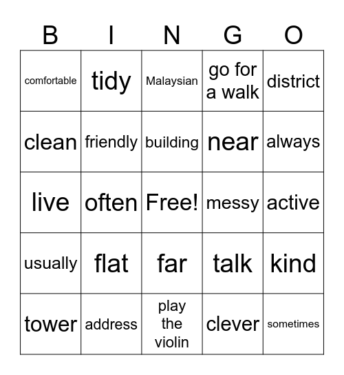 our homes Bingo Card