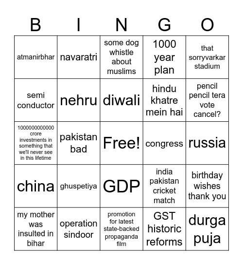prime influencer talking points Bingo Card
