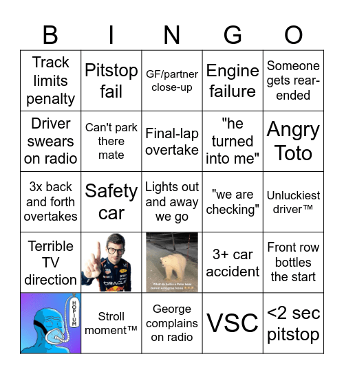 F 1  S H I T P O S T I N G - grand prix Bingo Card