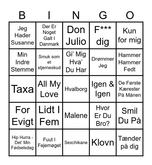 Dansistovam Bingo Card