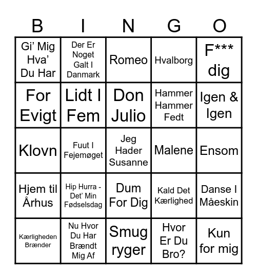 Dansistovan Bingo Card