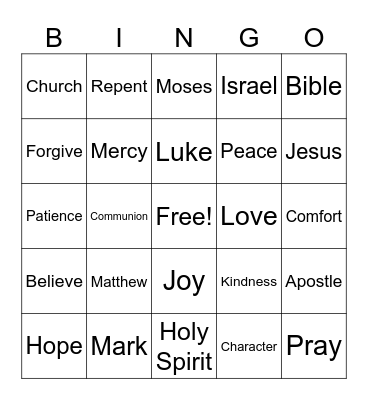 Bible Bingo Card