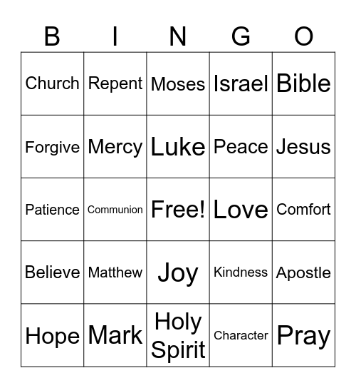 Bible Bingo Card