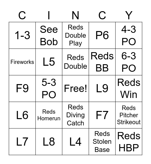 REDS Bingo Card