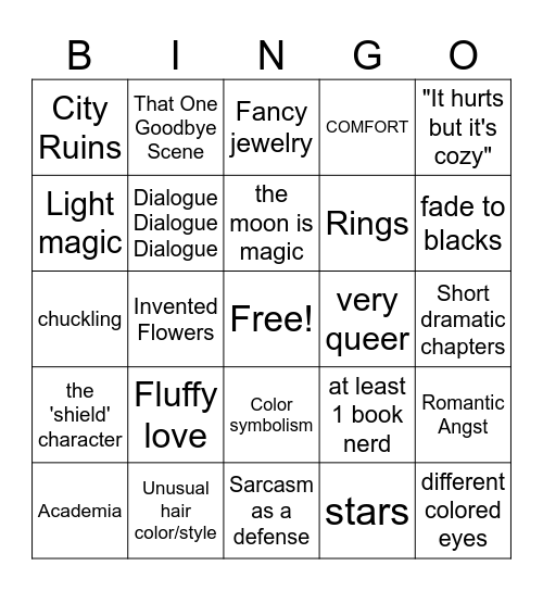 A Tiv Tale Bingo Card