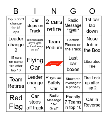 Baku GP 2025 Bingo Card