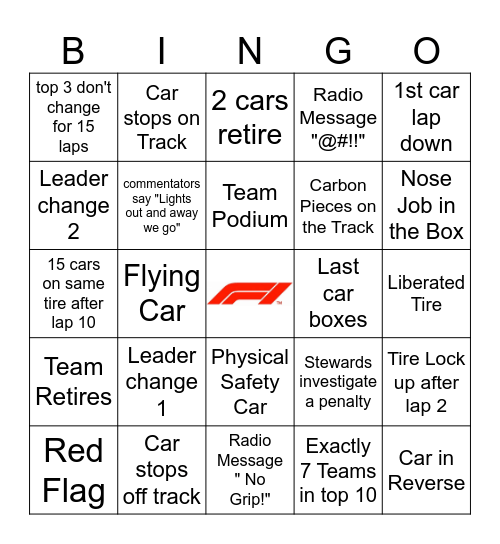 Baku GP 2025 Bingo Card