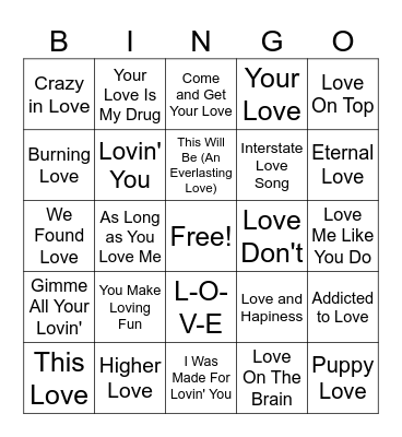 Everlasting Love Bingo Card