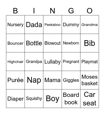 Baby Bingo Card