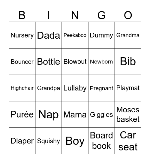Baby Bingo Card