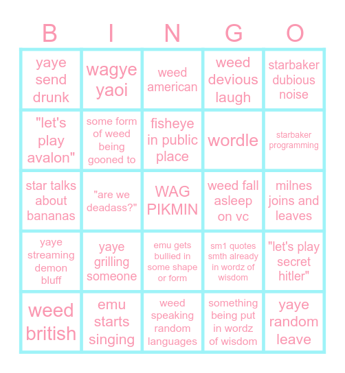 VC BINGO BUT BETTER Bingo Card